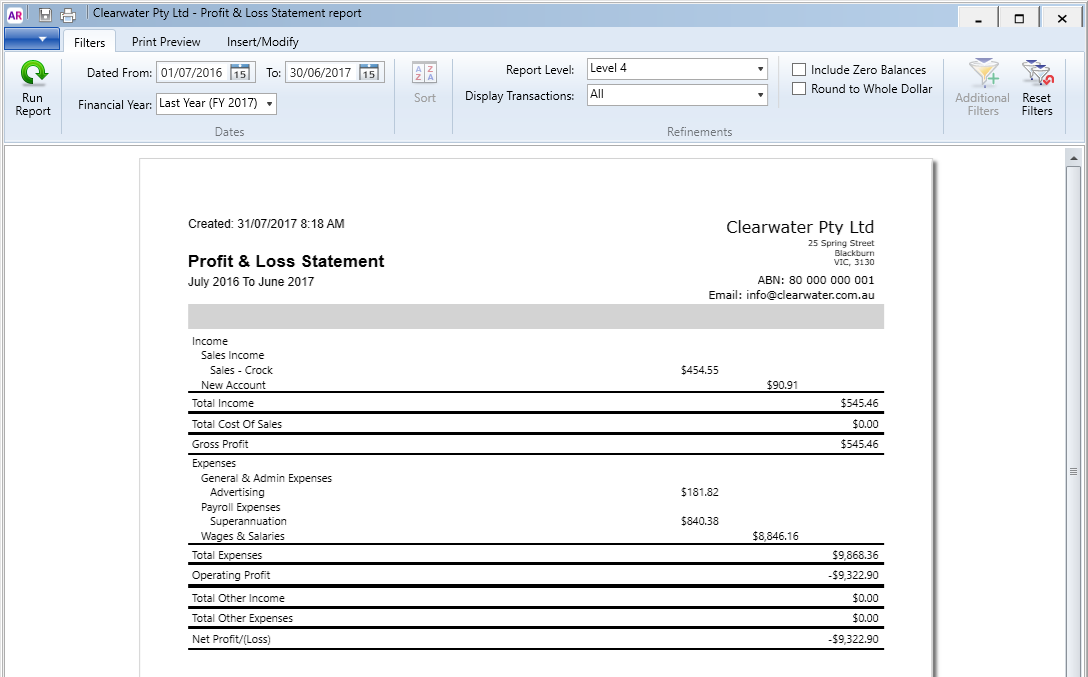 Reports MYOB AccountRight MYOB Help Centre